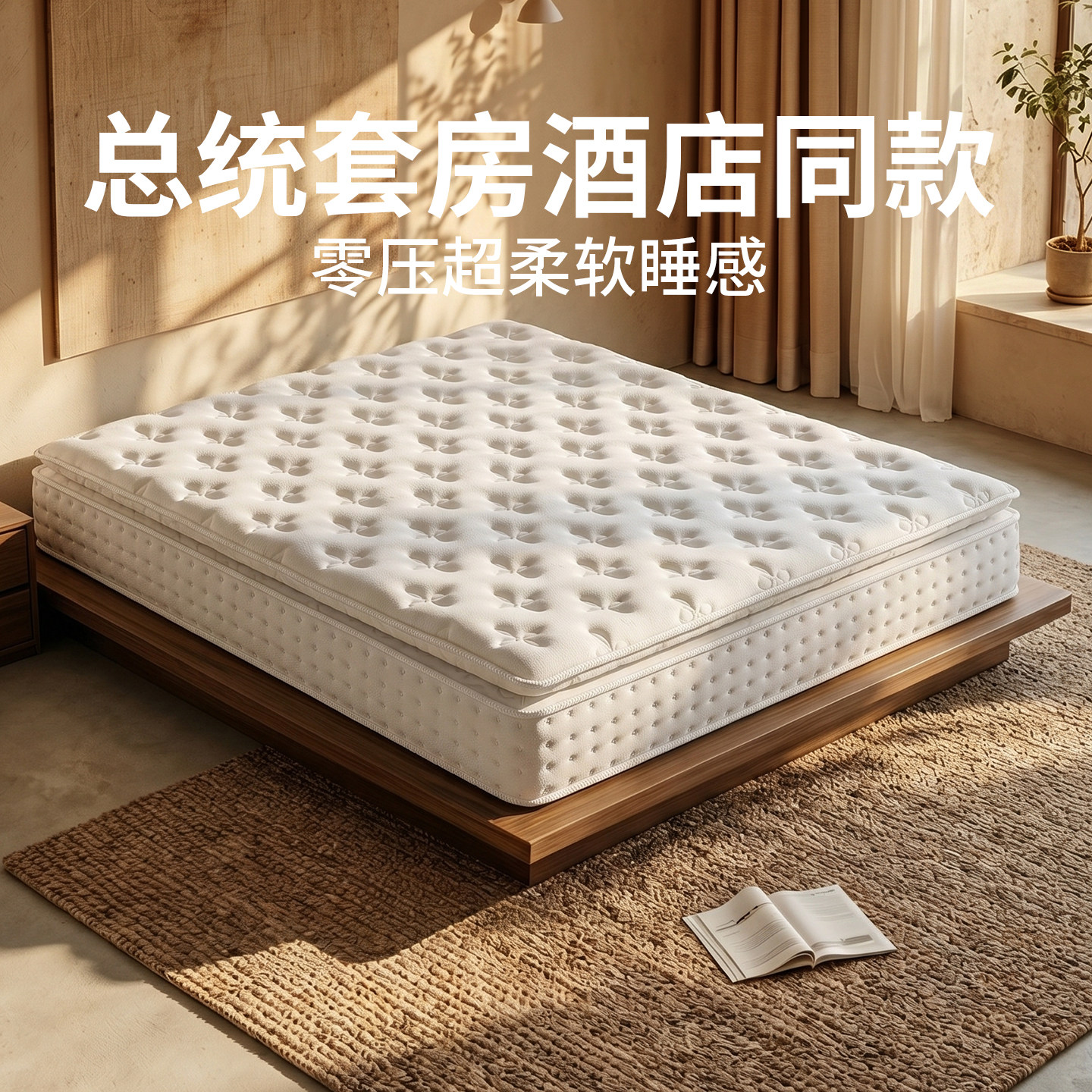 五星级酒店床垫海马金弹家用乳胶卧室独立弹簧护腰卷包压缩加厚