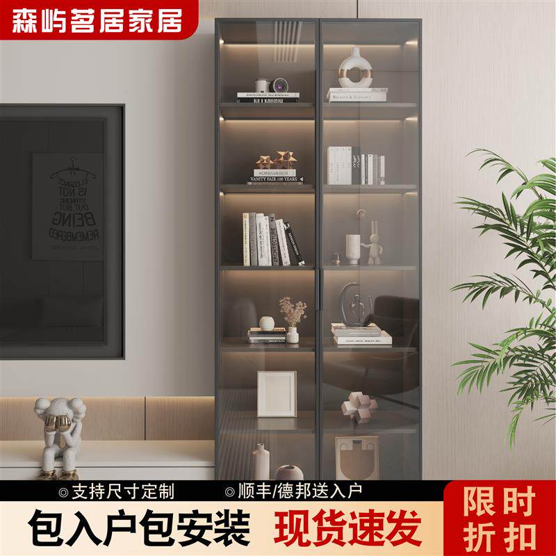 书柜电视机边柜展示柜玻璃展示柜家用收纳柜置物柜立柜储物柜带门