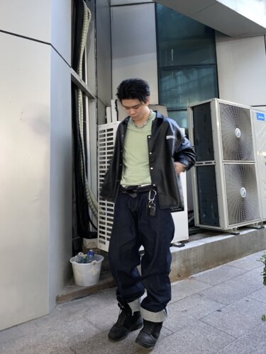 【潮WOO专属】SFTTR 原色复古宽松廓形赤耳丹宁翻折牛仔裤长裤