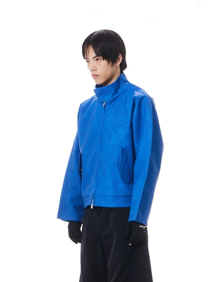 sfttr立领春秋冬廓形短款皮夹克