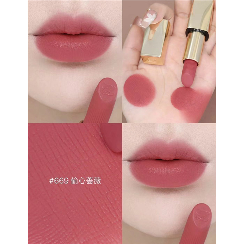 柔雾小金管口红!雅*D669偷心蔷薇683自若红棕百搭显白丝滑持久色