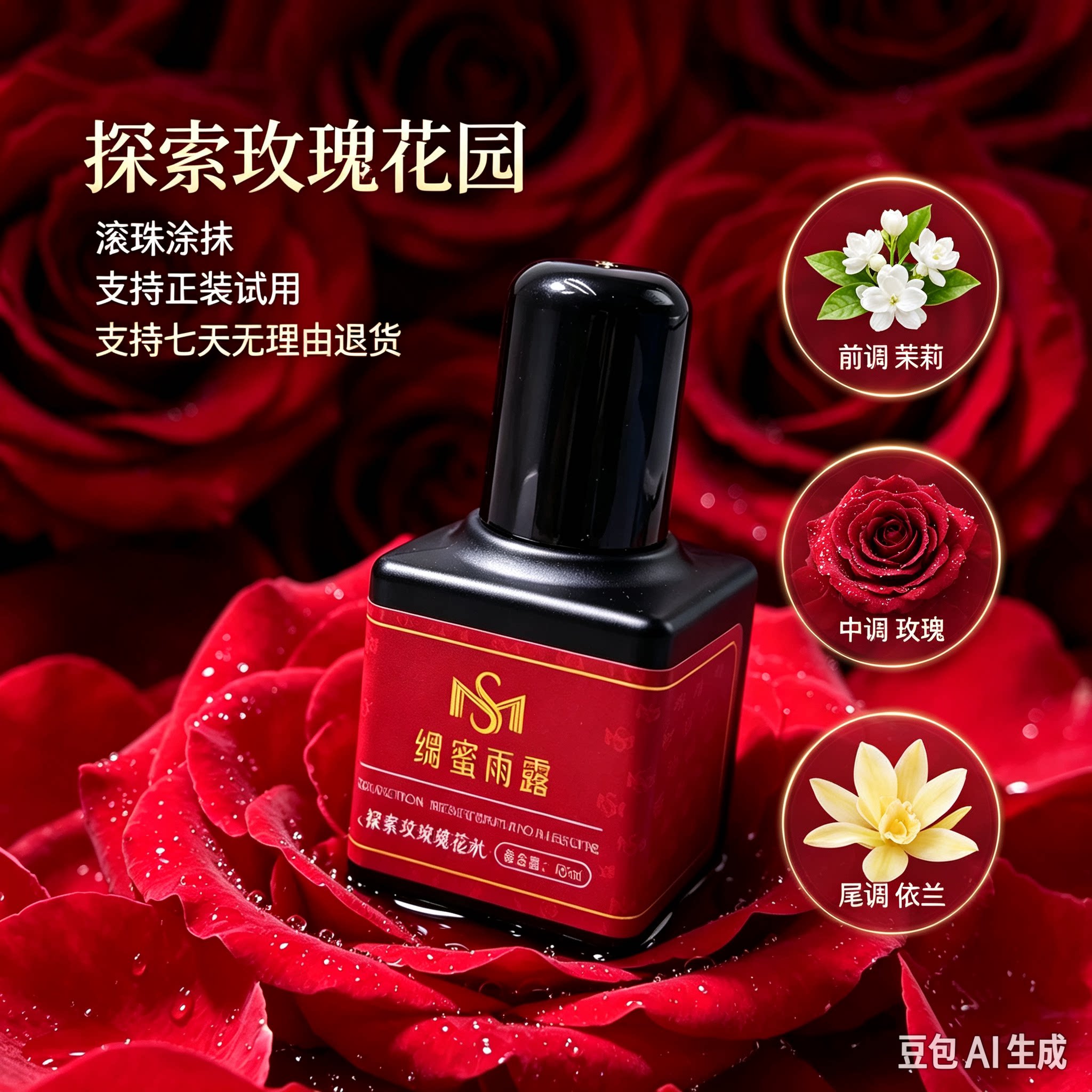 新品清新依兰玫瑰茉莉精油香水持久留香高级伪体香氛淡香升级款