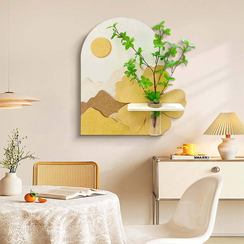 餐厅装饰画奶油风带花瓶墙上壁画可水培植物鲜花创意挂画饭厅墙画