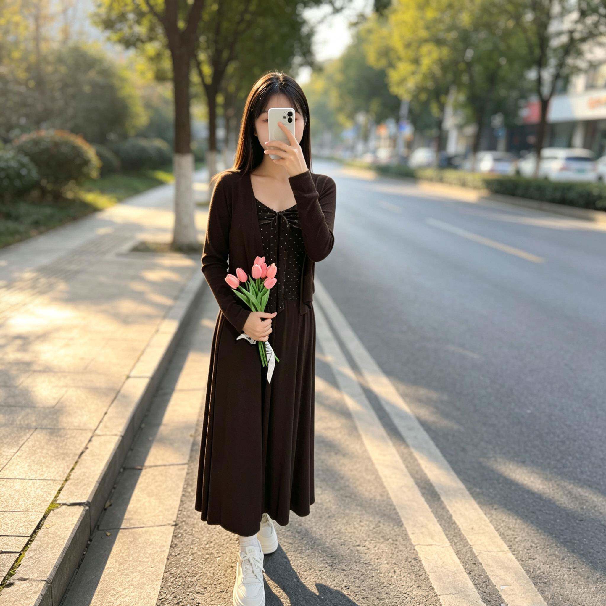 三【王小花PIC】早秋波点吊带短开衫休阔腿半身裙件套女套复古闲