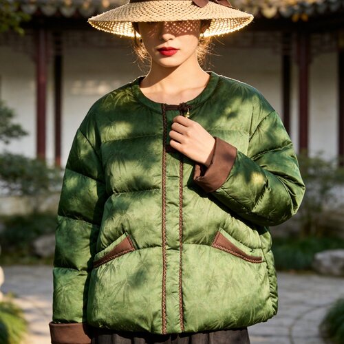 【思思专享】90鹅绒 提花缎面中式盘扣羽绒服 国风复古款 A50853