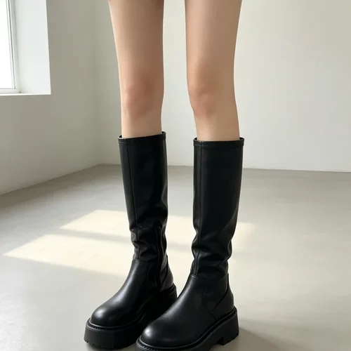 329厚底瘦瘦靴女复古百搭时尚显瘦高筒弹力骑士长靴JS13838055