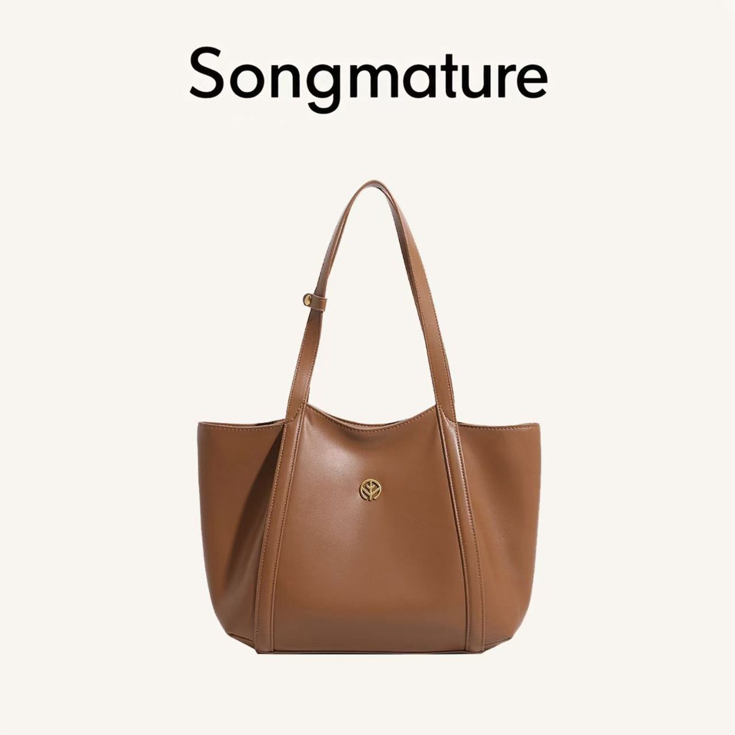 songmature明星同款高级感晚枫包植鞣牛皮大容量托特包女单肩包