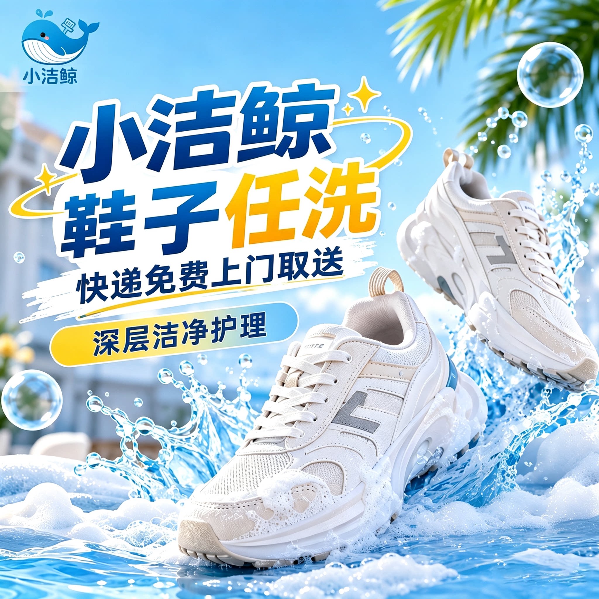 小洁鲸专业洗护鞋子任洗顺风上门取送洗护品质服务洗鞋无忧
