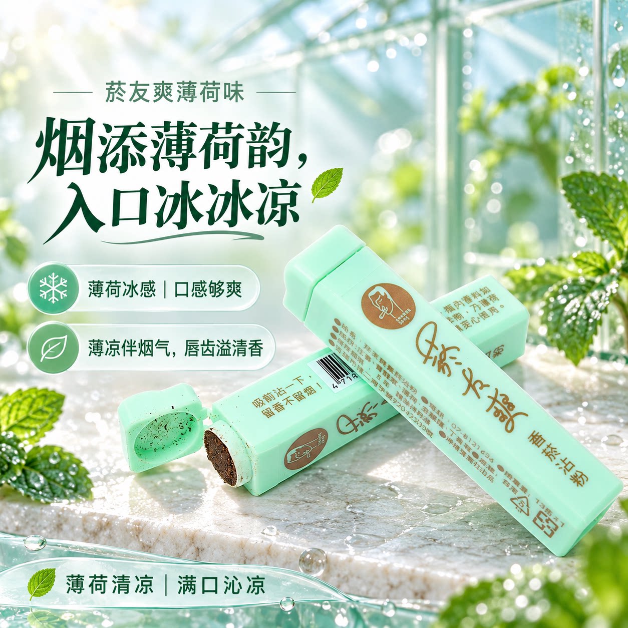 台湾菸友爽烟沾粉烟蘸粉薄荷清凉鼻烟粉天藏香天然草本烟嘴