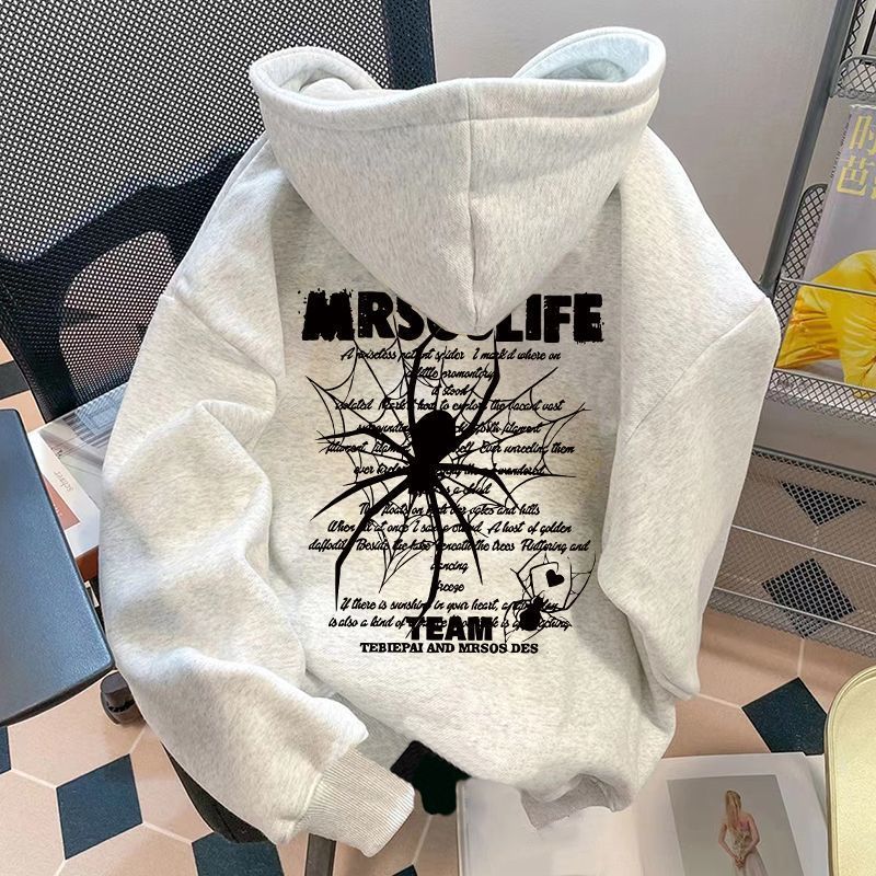美式hiphop潮牌蜘蛛印花连卫衣/绒衫