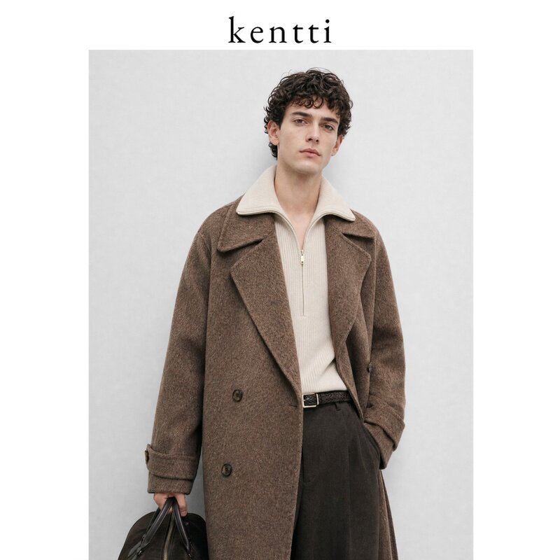 【自营】Kentti/100%纯羊毛轻奢双面呢羊毛大衣中长款毛呢外套男