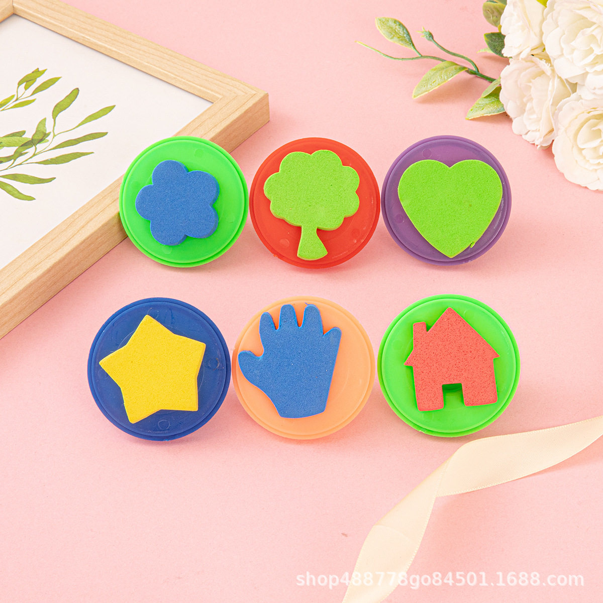 厂家批发儿童绘画海绵画刷海绵印章蘑菇头EVA滚轮印章diy美术涂鸦