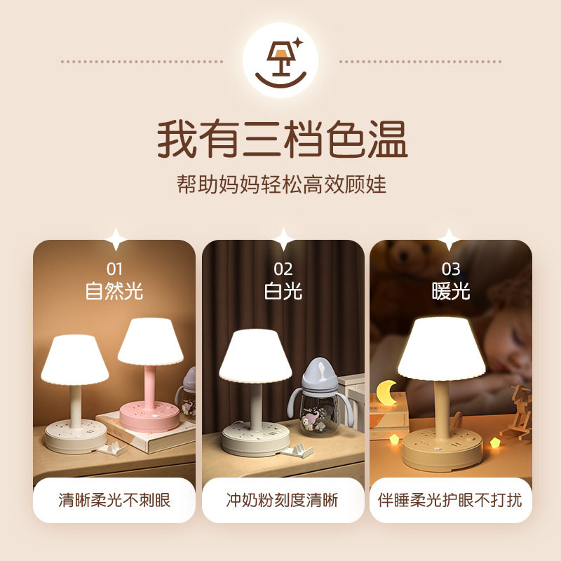 LED护眼台灯插座卧室床头宿舍插线板起夜喂奶创意夜灯多功能桌面