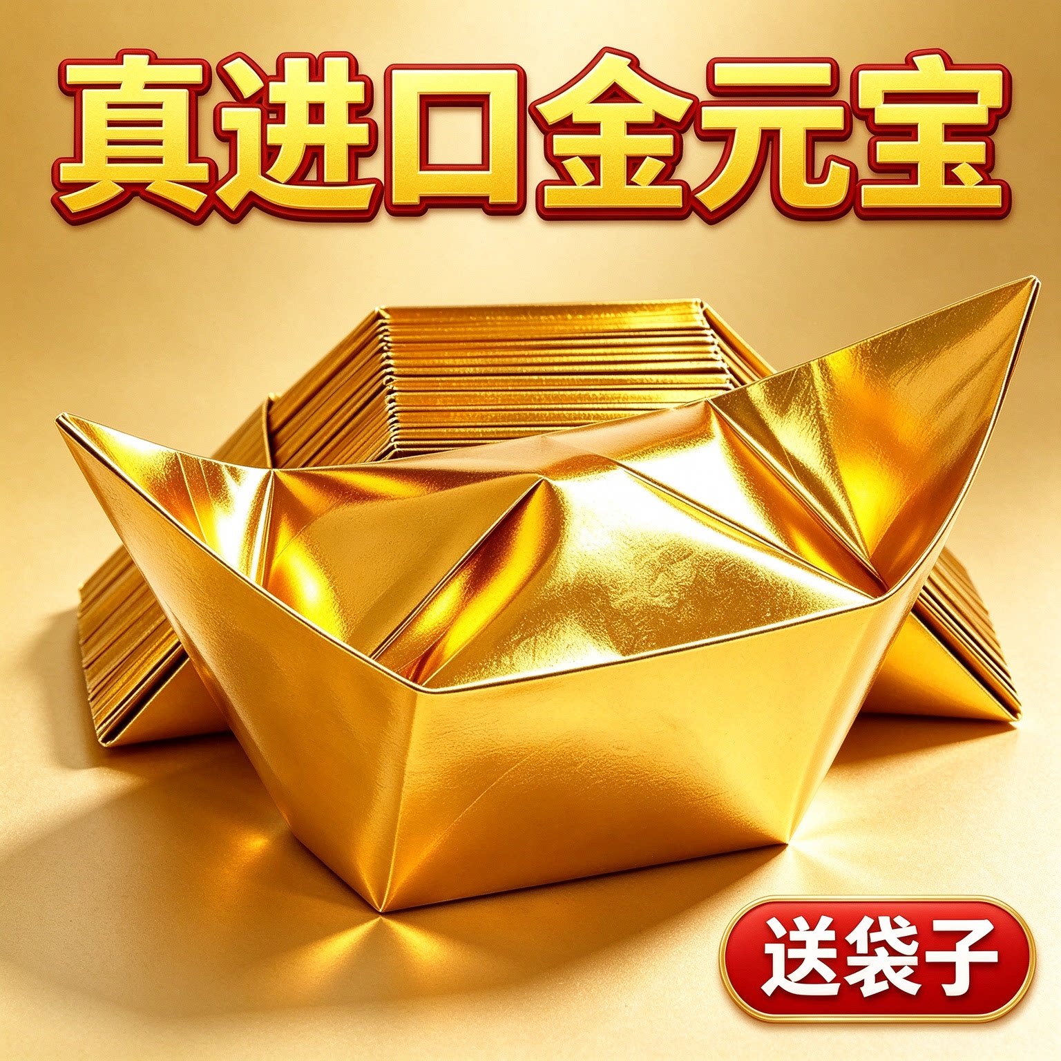 进口金元宝半成品银元宝手工折纸金纸锡箔纸加厚切角半成品元宝锡箔纸烧元宝半成品整箱批发包邮手工折纸衍纸