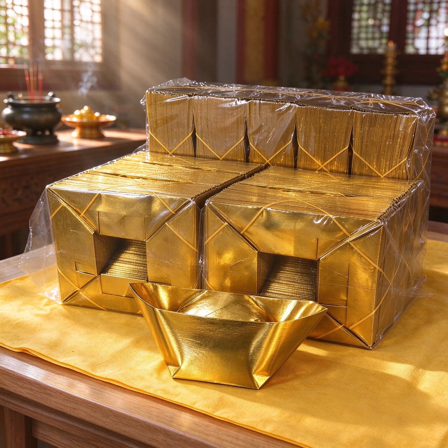 手工锡箔折纸金元宝半成品 加厚切角高亮加硬金纸衍纸 DIY 工艺折纸材料整箱批发包邮