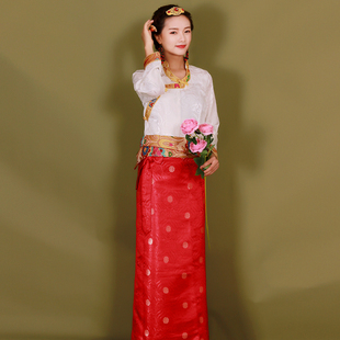 新款裹裙藏装半身裙长款臧裙西藏服藏袍女不丹裙锅庄裙民族风藏服