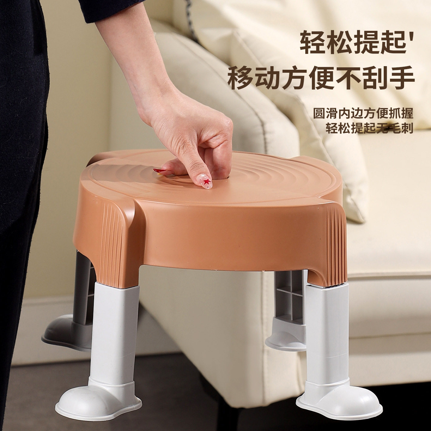 塑料滑轮款矮凳儿童家用万向轮小凳子带轮可移动多功能宝宝学步凳