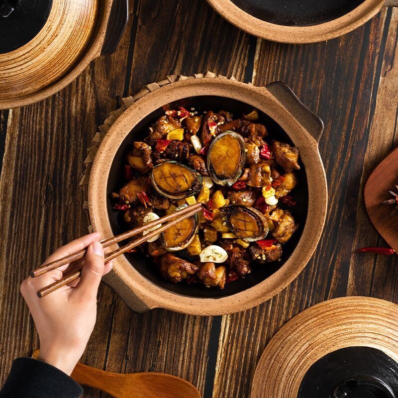 复古粗陶砂锅炖锅家用耐高温干烧不裂煲汤煲仔饭商用沙锅燃气灶用