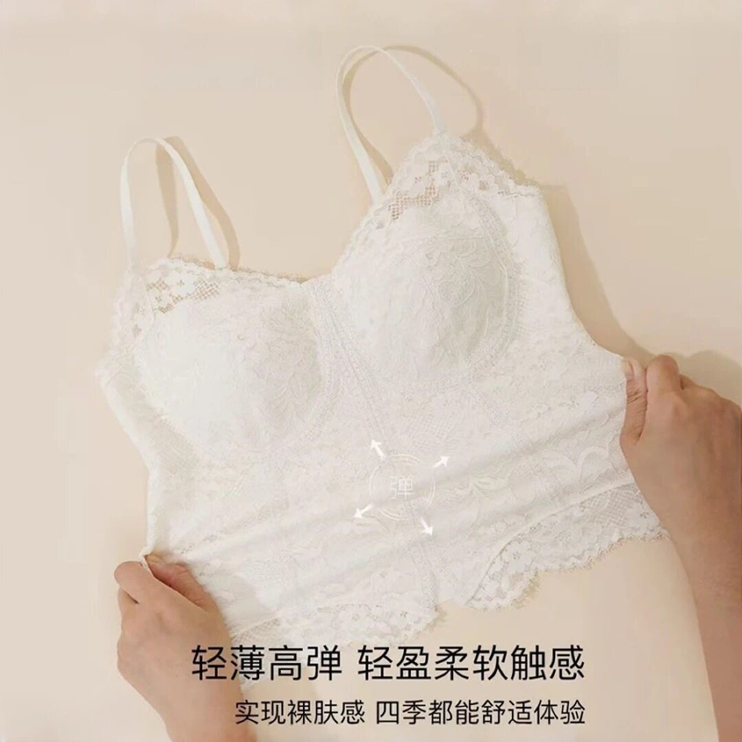 工厂直销夏季法式蕾丝吊带背心女带胸垫修身薄款百搭美背打底上衣