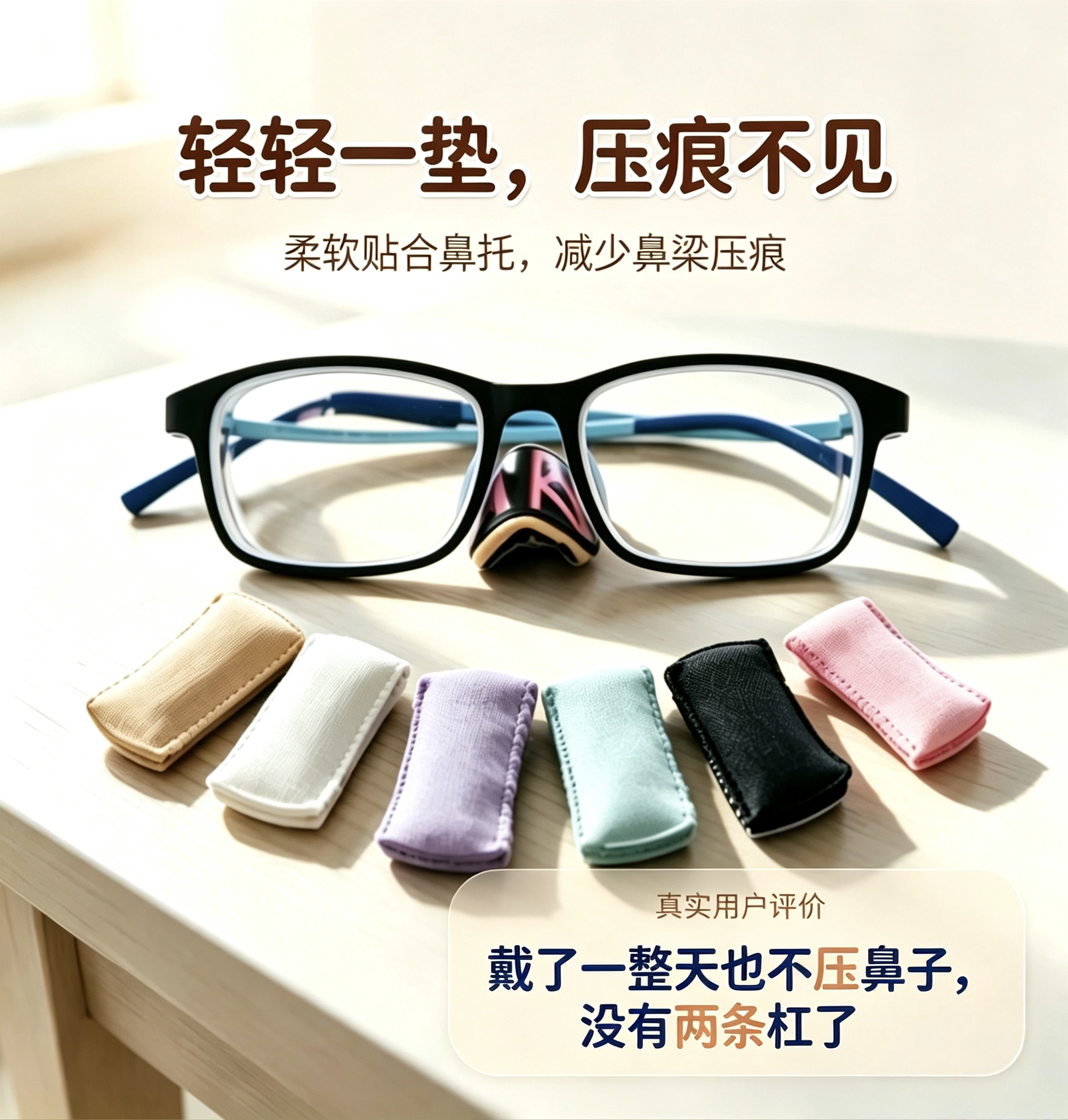 眼镜海绵鼻托贴片超软鼻垫 防压痕减压防滑防脱落 眼镜鼻梁垫配件