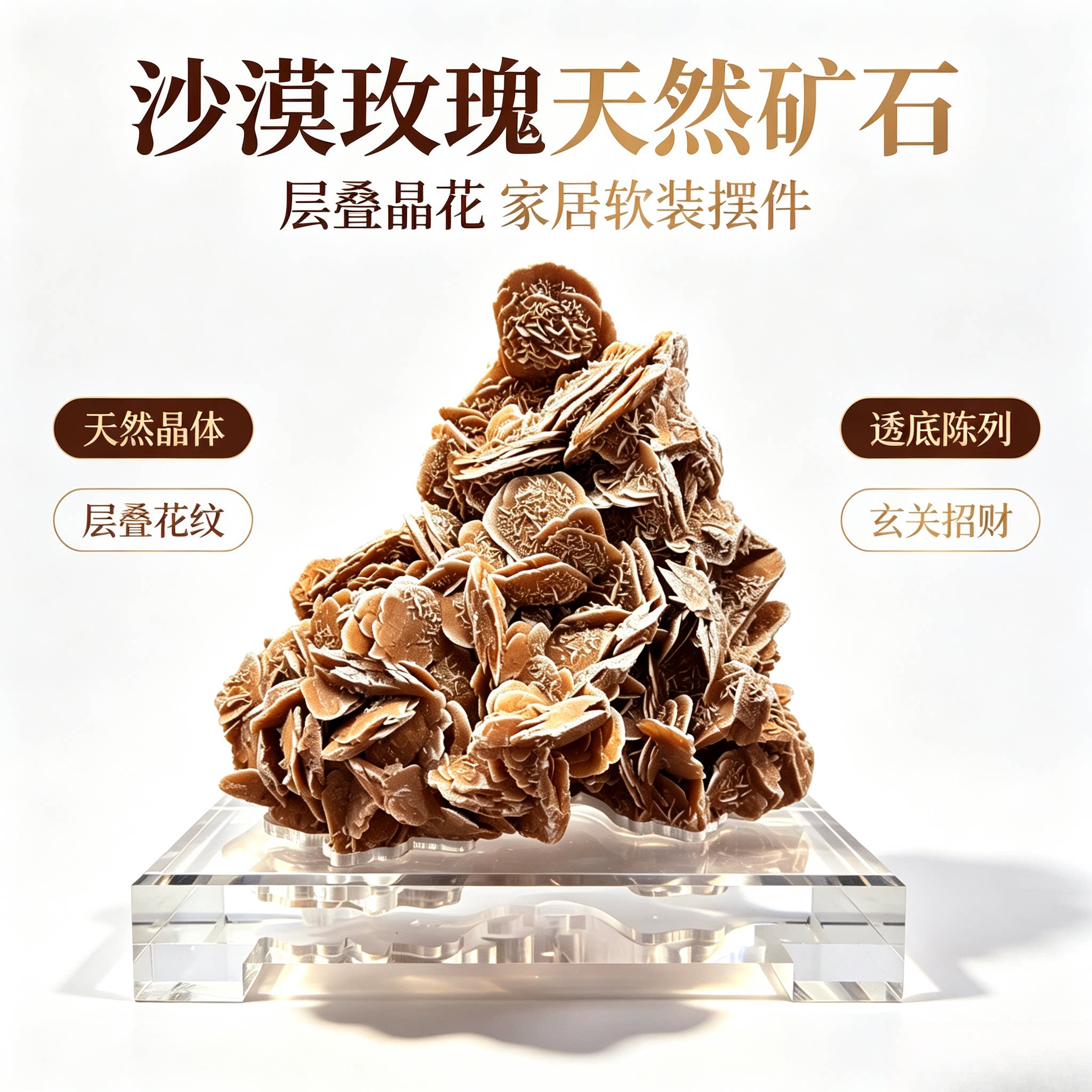天然原石沙漠玫瑰 精品矿物晶体 家居装饰送礼收藏摆件