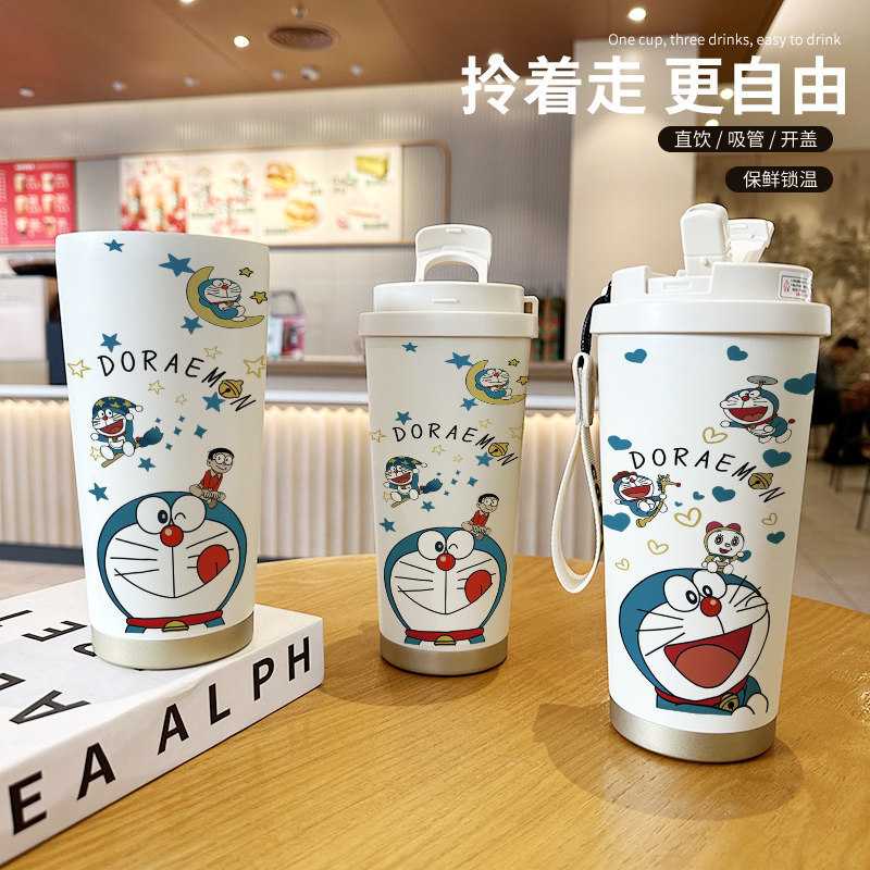 哆啦A梦手办周边保温杯机器猫