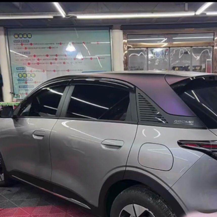 吉利星愿黑幻紫悬浮车顶膜 PET哑光改装顶改色膜超亚黑幻紫包施工