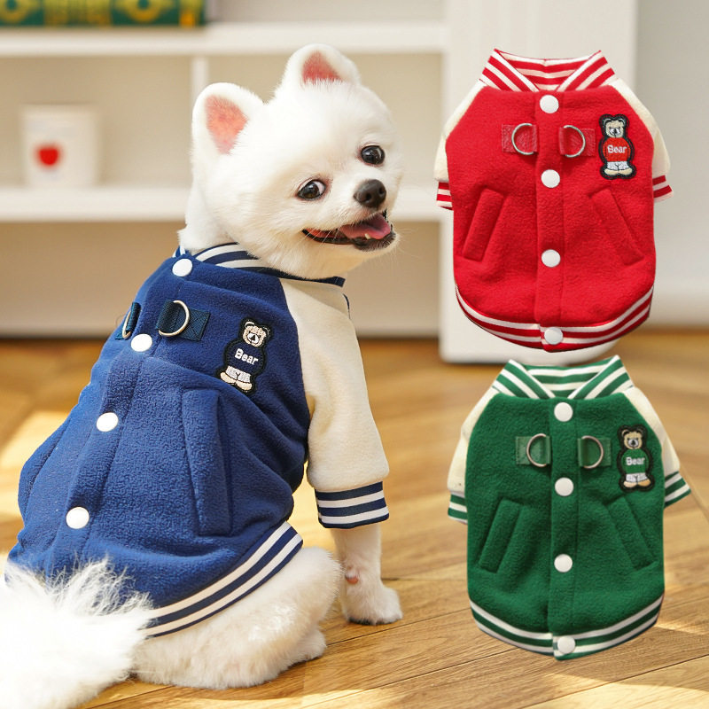 棒球服猫咪衣服毛衣服宠物狗狗秋冬摇粒绒衣泰迪柯基法五毛猫用品