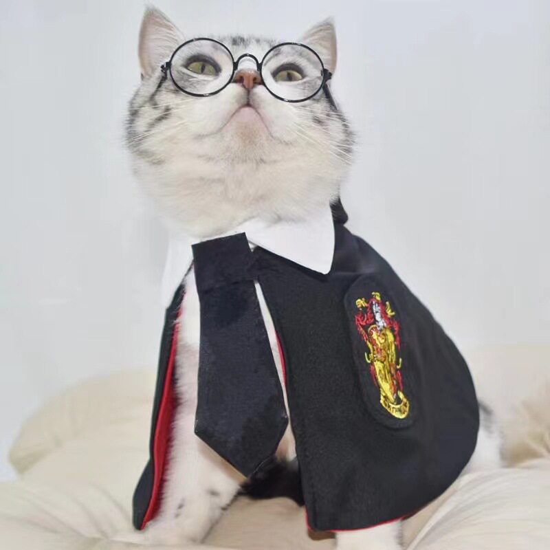 宠物哈利波特魔法披风网红斗篷刺绣春秋装狗狗披肩猫咪COS衣服潮