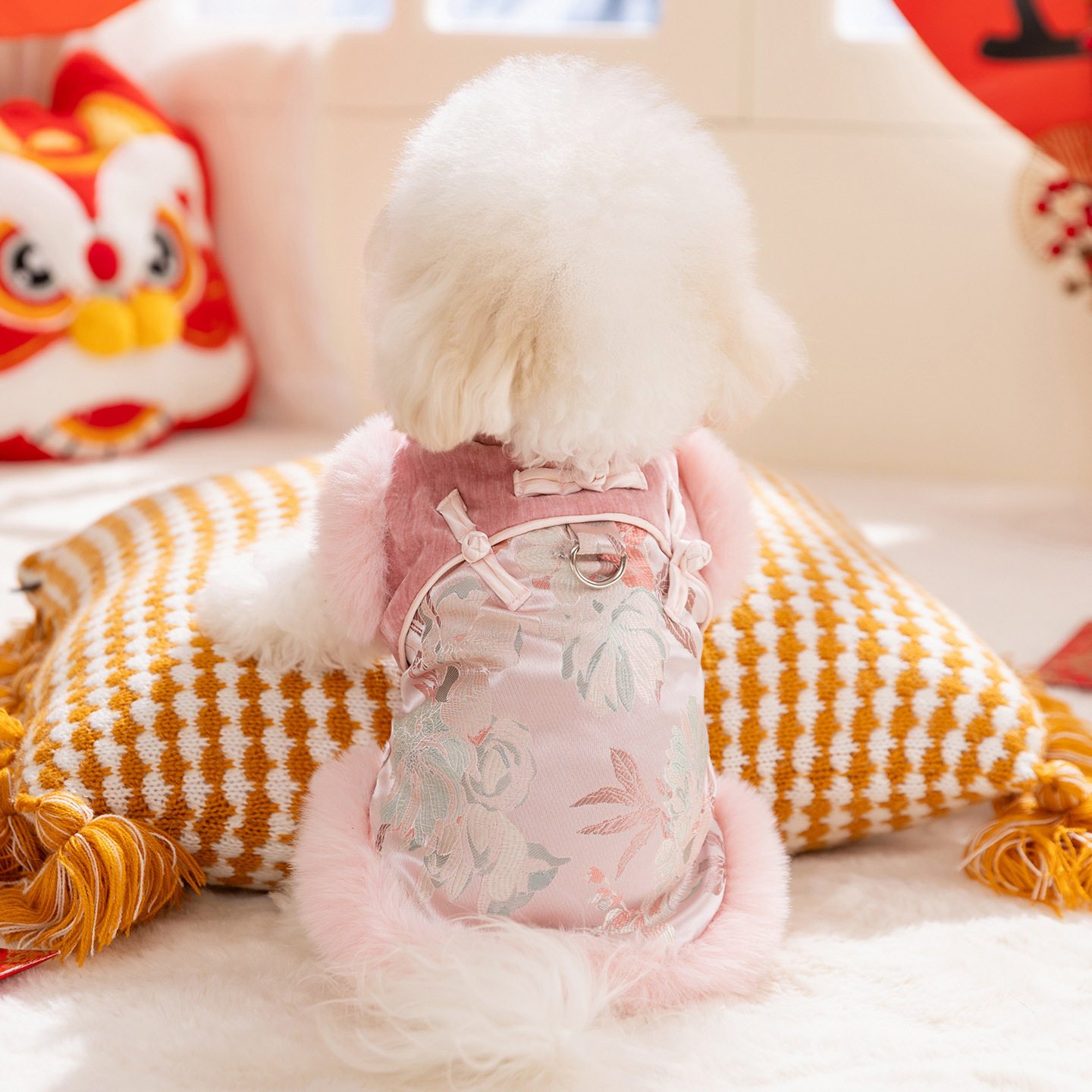 新年小狗狗喜庆过年拜年服泰迪比熊小型幼犬冬天两脚唐装宠物衣服