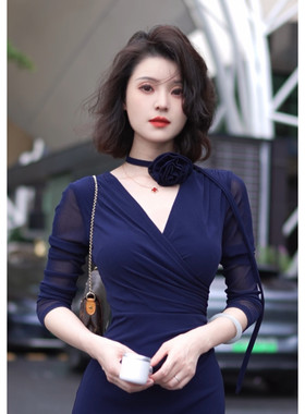 彩彩家【倾城花莱-配饰】气质蓝色高级知性优雅百搭时尚简约配饰