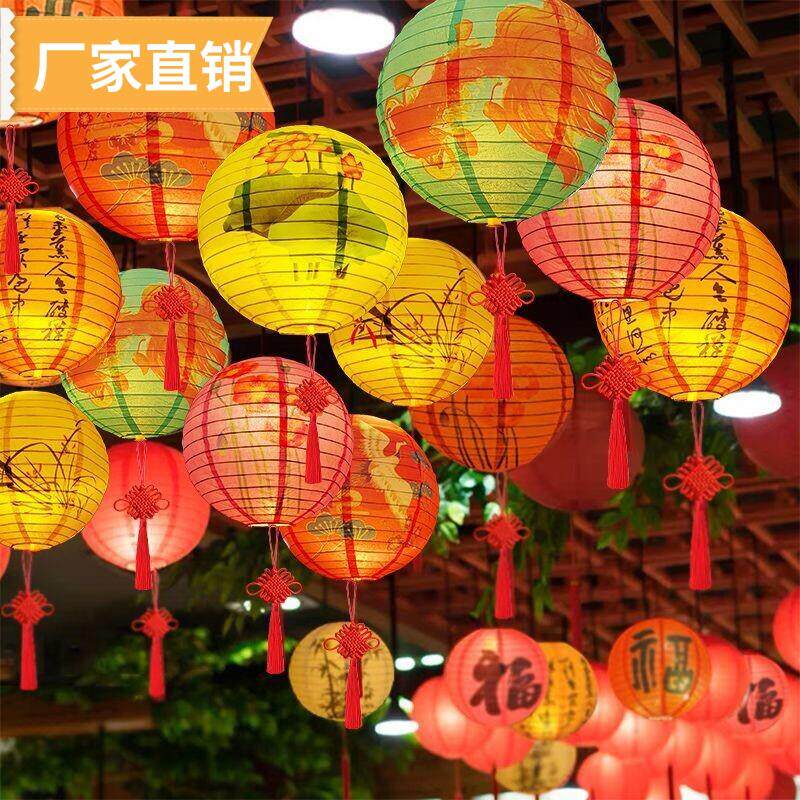 春节古风装饰纸灯笼氛围猜灯谜挂饰新年商场布置中式场景国风灯笼