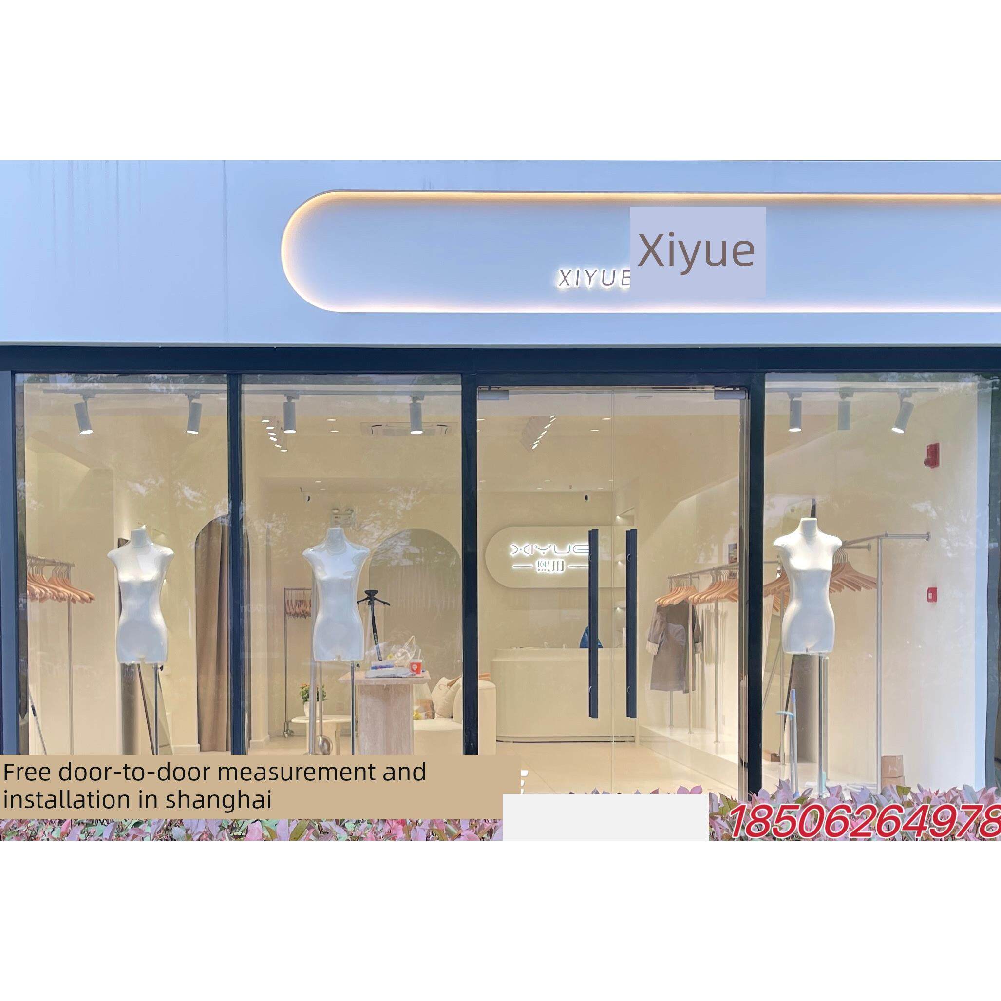 上海定制不绣钢有框钢化极窄肯德基门商铺推拉无框办公室玻璃门