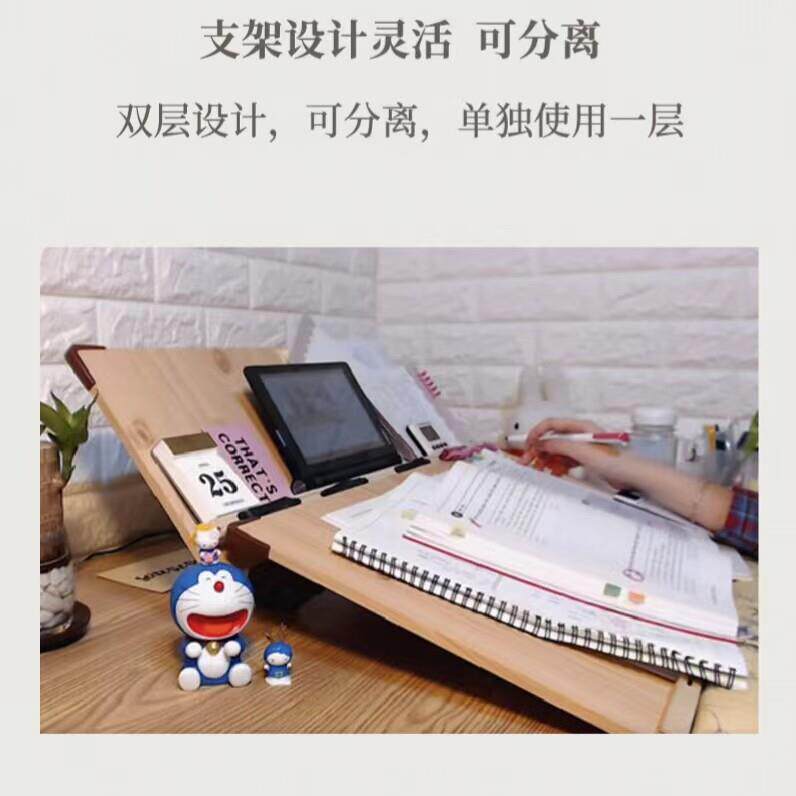 双层木质阅读书架WIZ发疯姐同款 韩国设计多功能L款书立架与电脑