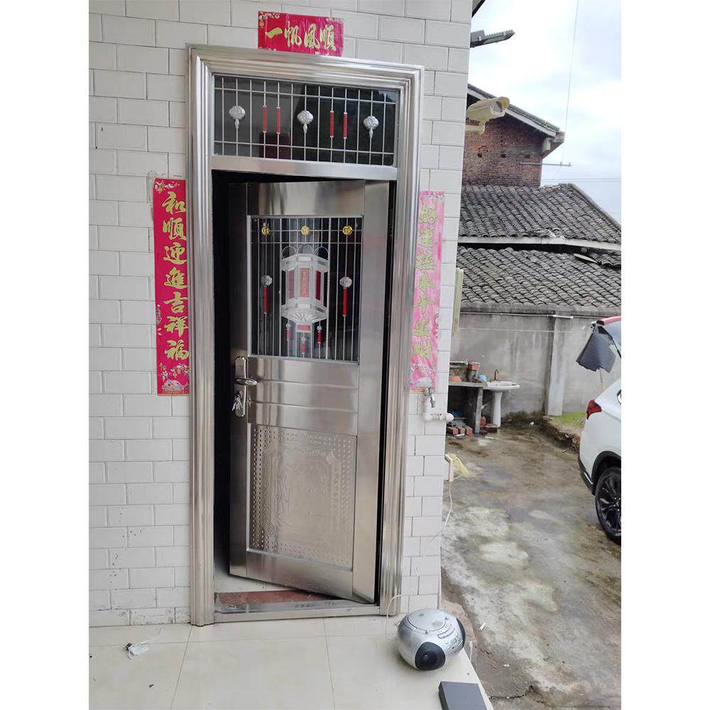 加厚304不锈钢单门亮窗入口防盗门农村户外门厨房门双门定制