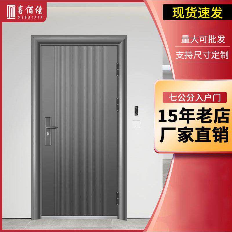 防盗门入户门出租屋门小区门工程门子母门室内门钢制安全门银灰色
