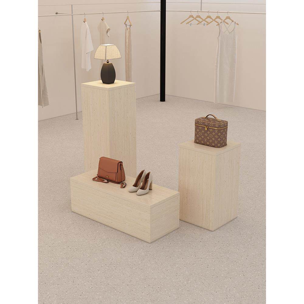 地板展示台服装店模型橱窗底座定制珠宝展示台石灰华图案风提升台