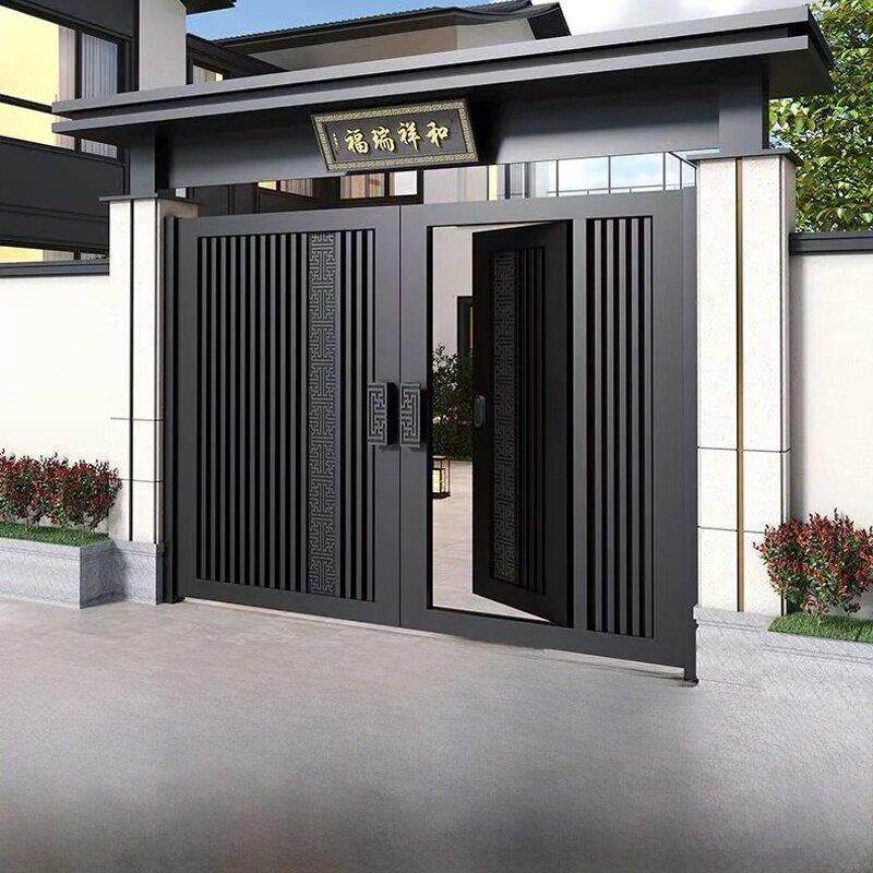 铝合金别墅庭院门中式简约户外花园门双门农村自建房屋铝艺术门