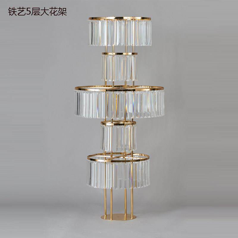 婚庆道具新款圆形花架插花主桌装饰摆件水晶吊坠花架舞台路引