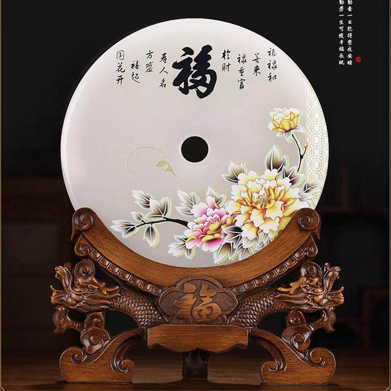 弗朗德装饰品摆件平安扣天然玉石摆饰乔迁新居实用玄关客厅摆件