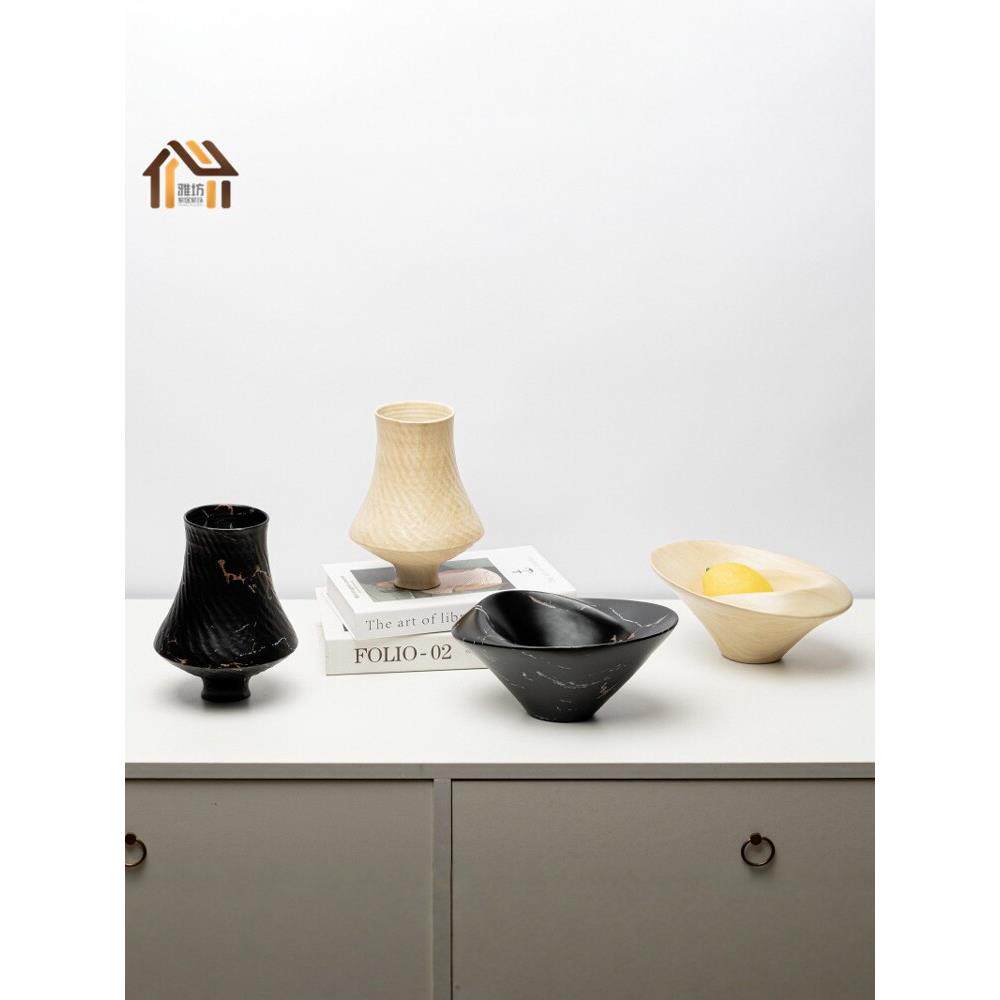 随意现代质感彷大理石花瓶装饰样板间客厅花器皿餐桌水果盘装饰