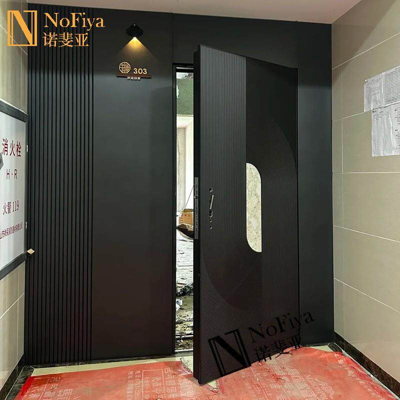 智能一门一景入户精雕铸铝门公寓门别墅大门全铝防盗进户子母门ZN