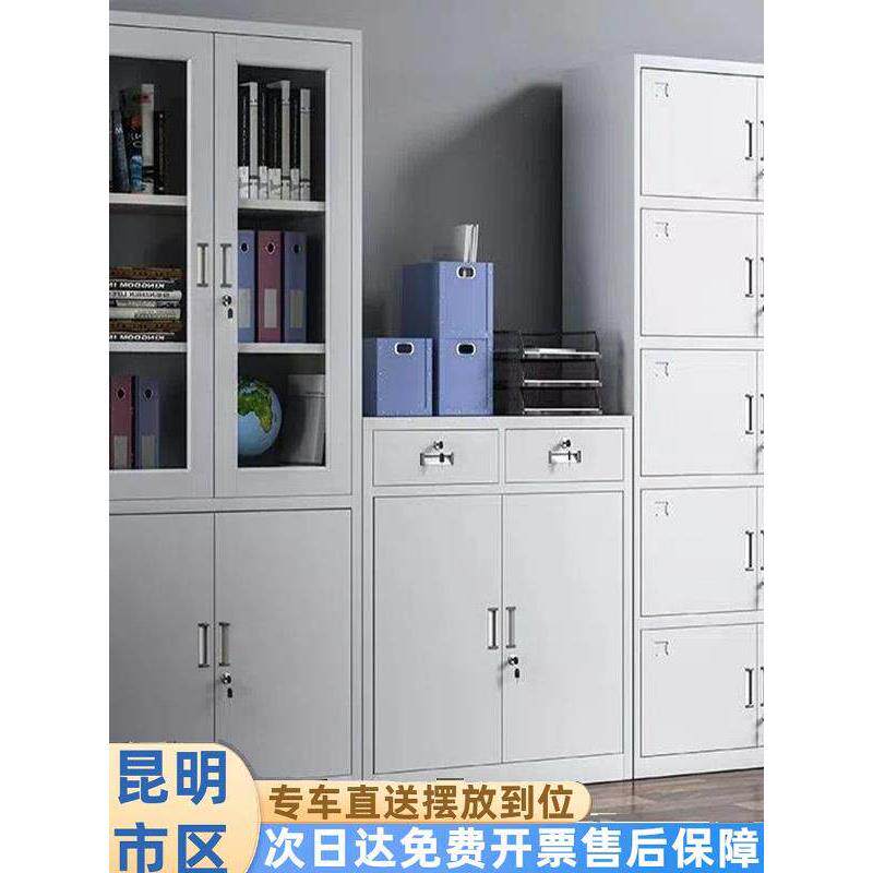 昆明钢制文件柜办公柜铁皮柜子档案资料柜财务室凭证柜储物柜矮柜