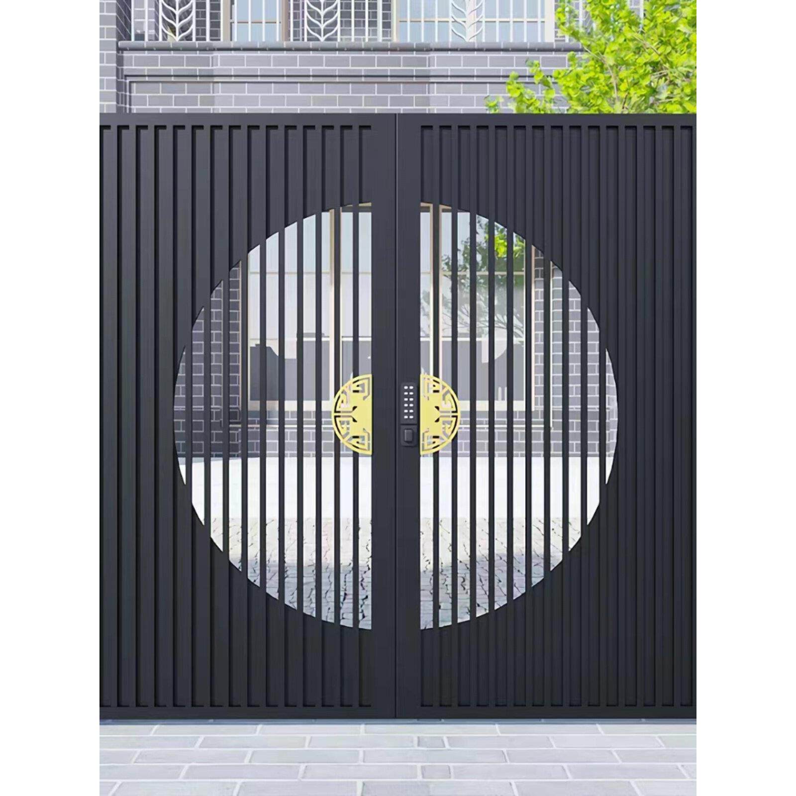 智能铝艺大门别墅庭院铝合金大门户外花园小门院子电动平移对开门