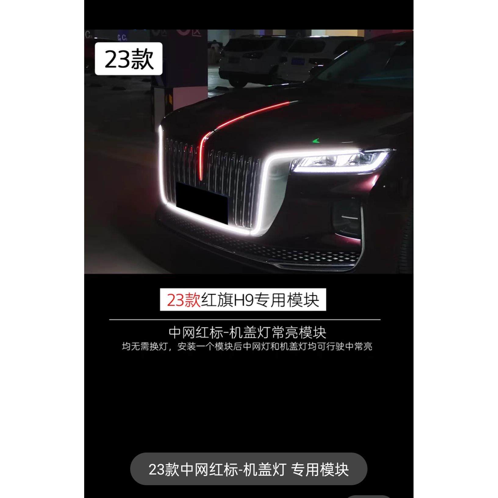 红旗h9中网灯流光灯侧灯旗标灯机盖长亮线束红标常亮改装厂家直销