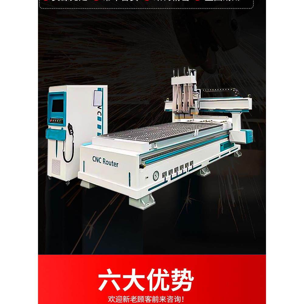 四工序开料机数控全自动板式家具木门橱柜隐形件雕刻机加工中心