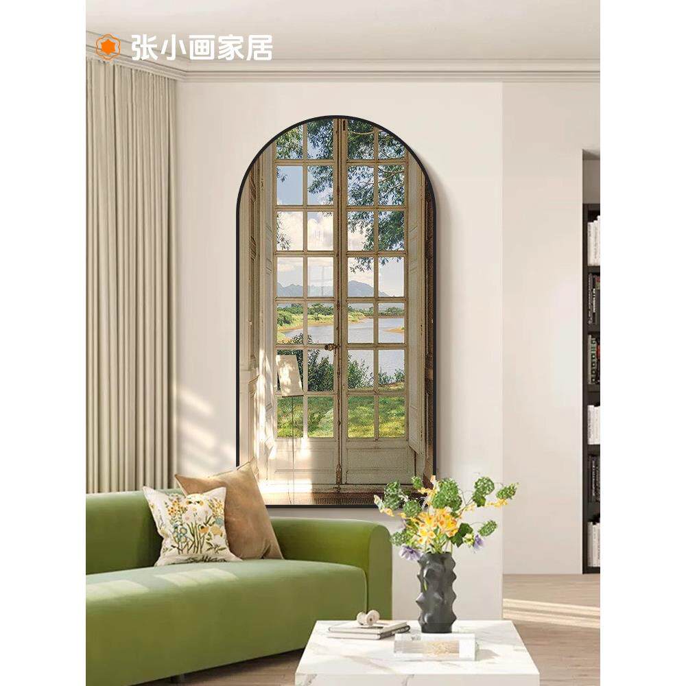 法式假窗客厅入口装饰画餐厅绿色小清新风景挂画卧室床头壁画