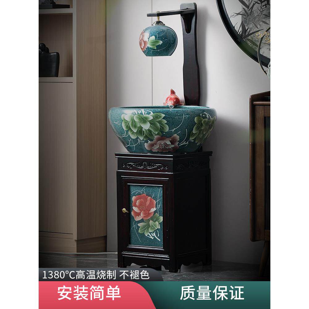 陶瓷流水摆件循环水招财景观鱼缸创意生财办公室客厅开业乔迁礼品