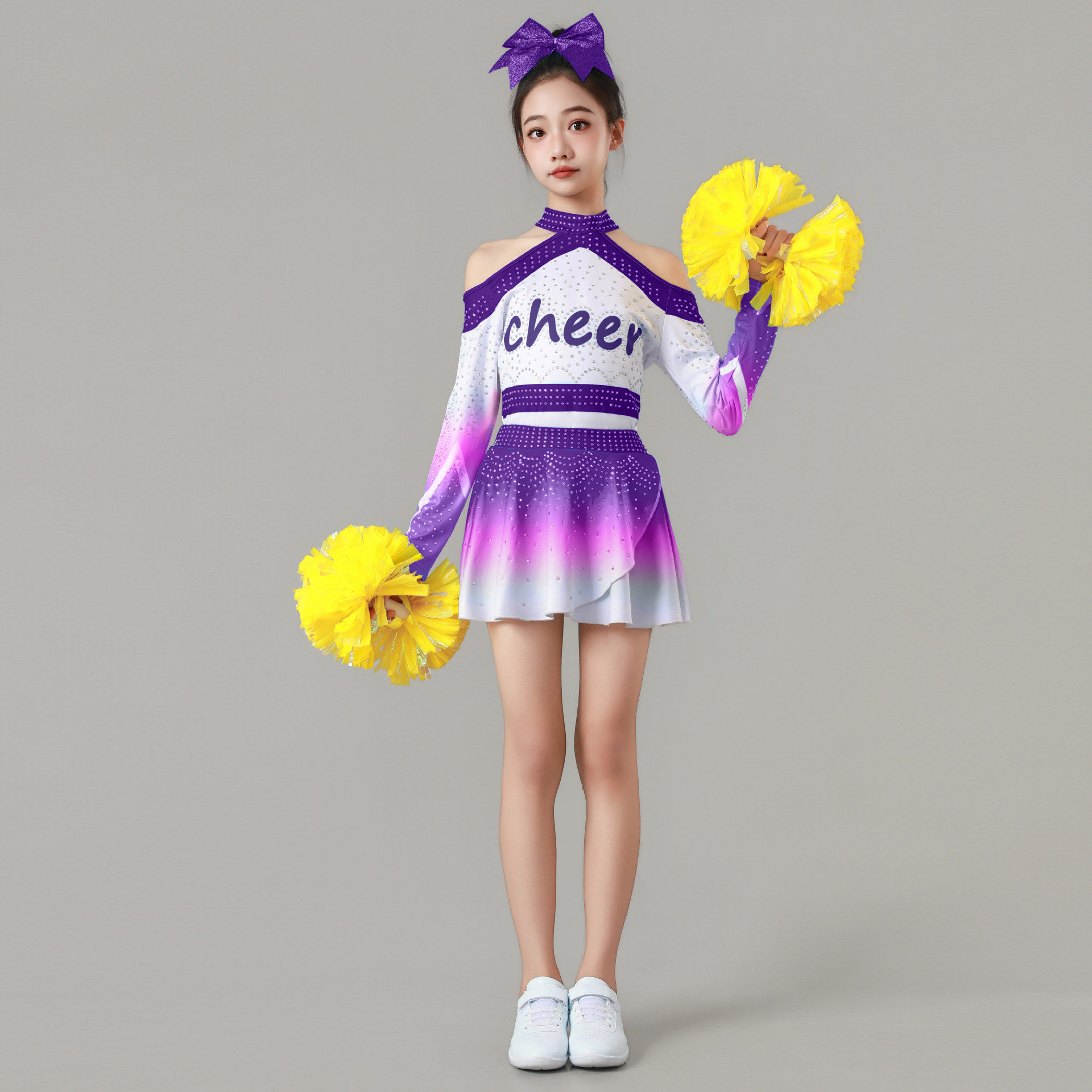 2026新款蓝色啦啦操服装啦啦队服女健美操演出服比赛竞技表演服套