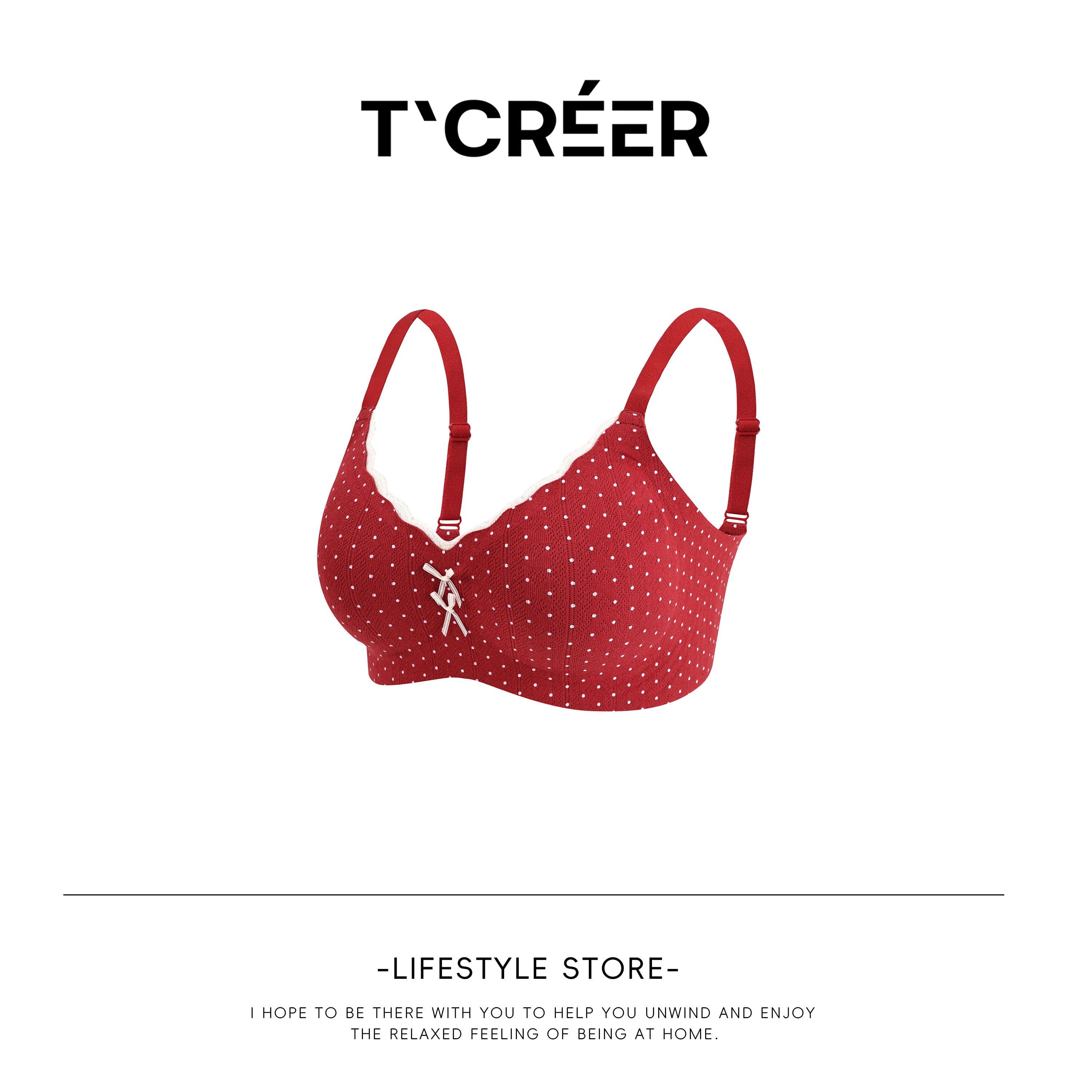 T`CREER｜星絮柔笺 蕾丝无钢圈文胸蝴蝶结装饰聚拢舒适内衣